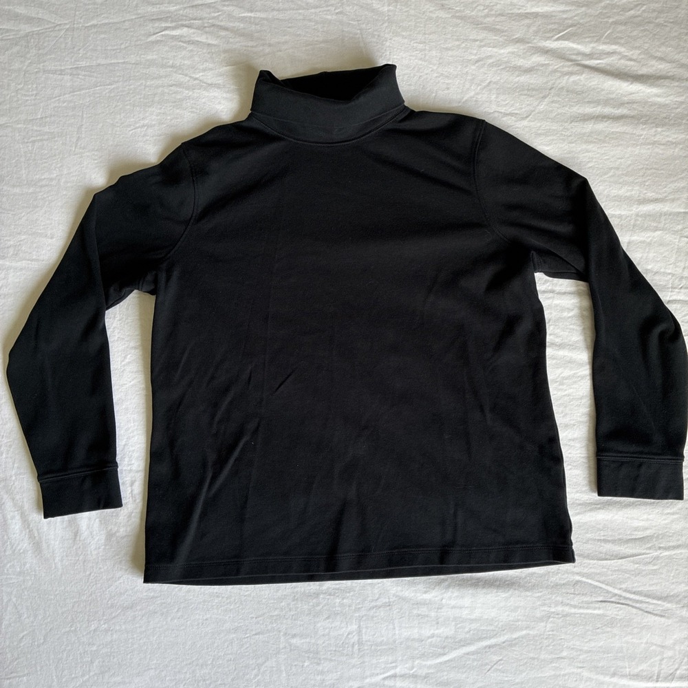 L.L. Bean Black Turtleneck Long Sleeve Shirt 100% Cotton Size L
